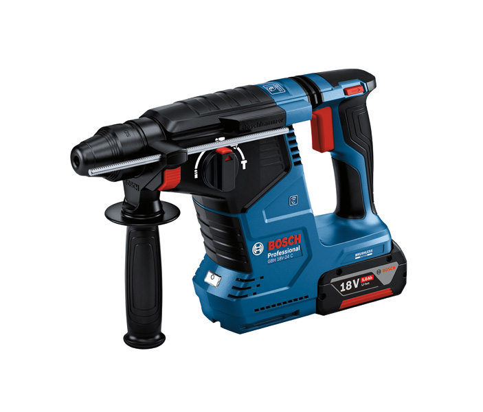 BOSCH Akku-Bohrhammer GBH 18V-24 C + 2 x GBH 18V 5,0 Ah GAL 1880 CV in L-BOXX