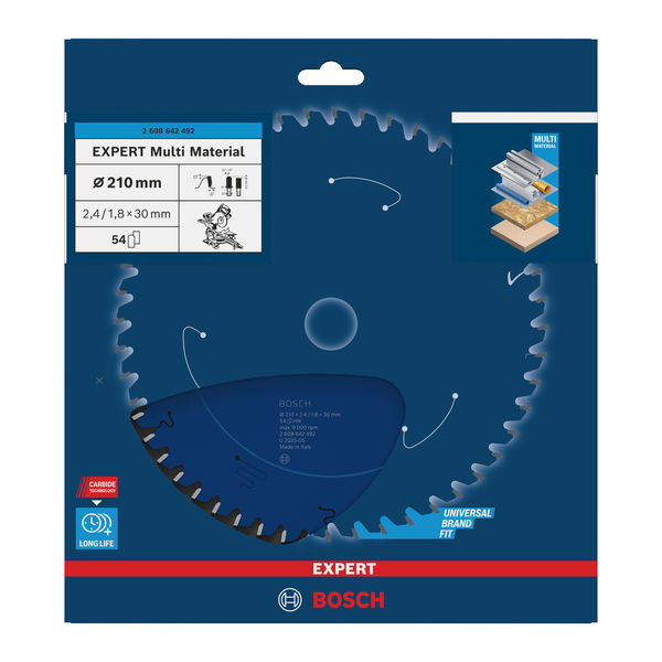 BOSCH EXPERT Multi Material Kreissägeblatt, 210x2,4/1,8x30mm, Z54