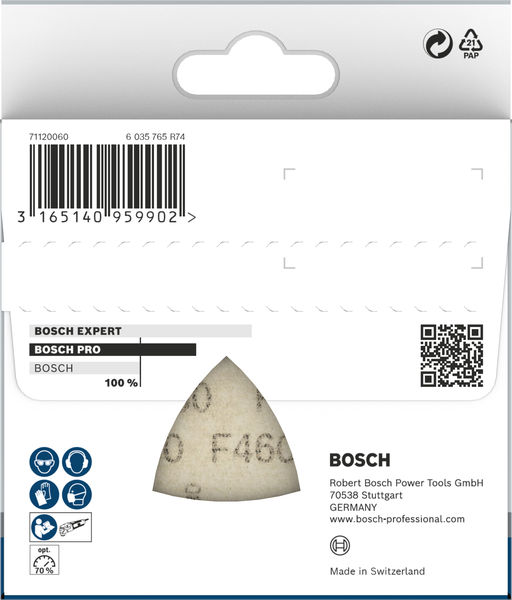 BOSCH PRO F460 Schleifblatt, 93 x 93 mm; G180, 5-tlg. BOSCH PRO F460 Schleifblatt, 93 x 93 mm; G180, 5-tlg.