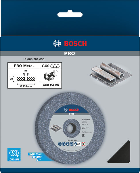 BOSCH PRO Metal Schleifscheibe, 150 x 20 x 20 mm, G60