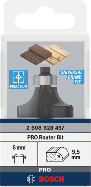 BOSCH PRO Abrundfräser, R 9,5, Schaft 6 mm