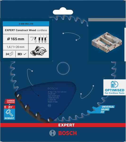 BOSCH EXPERT Construct Wood Kreissägeblatt, 165x1,6x20 mm, T24