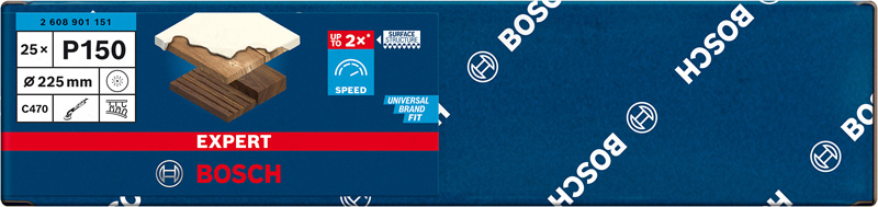 BOSCH EXPERT C470 Schleifp. mit 19 Löchern für Trockenbauschl., 225 mm, K 150, 25 Stk.