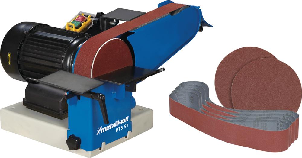 METALLKRAFT Band-und Tellerschleifmaschine BTS 51 Aktions-Set