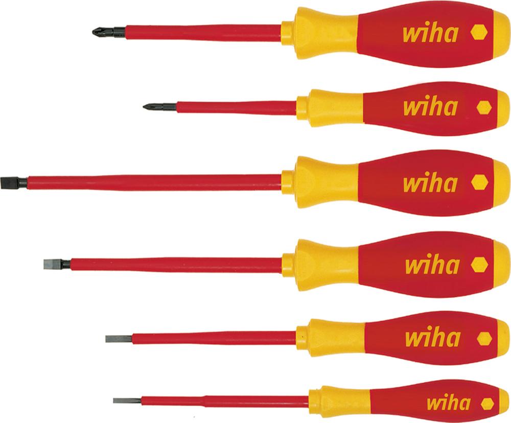 WIHA Schraubendreher Set SoftFinish electric Schlitz, Phillips 6-tlg.