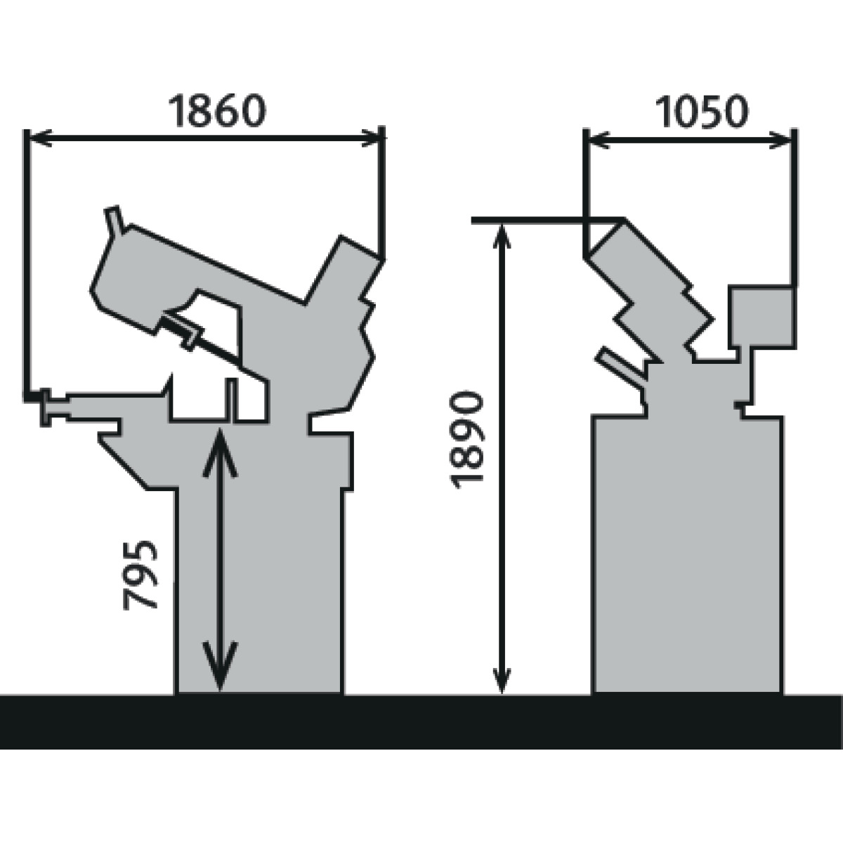 METALLKRAFT Vollhydraulische Schwenkrahmen-Metallbandsäge mit Halbautomatik für Gehrungsschnitte von +60° bis -45° BMBS 230 x 280 HA-DG