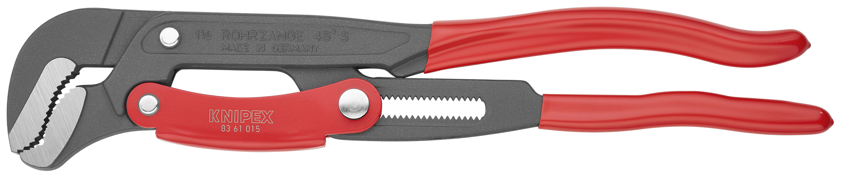 KNIPEX KNIPEX 83 61 015 Rohrzange S-Maul mit Schnelleinstellung 420 mm grau pulverbeschichtet mit Kunststoff überzogen
