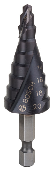 BOSCH Stufenbohrer HSS-AlTiN, 4 - 20 mm, 4 mm, 70,5 mm, 9 Stufen