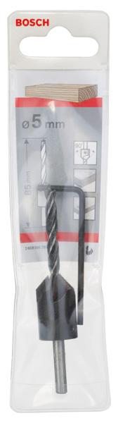 BOSCH Holzspiralbohrer mit 90°-Senker, 5 mm, 16 mm BOSCH Holzspiralbohrer mit 90°-Senker, 5 mm, 16 mm