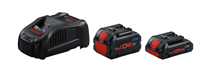 BOSCH Starter-Set 18V 1x ProCORE18V 4.0Ah + 1x ProCORE18V 5.5Ah + GAL 1880 CV BOSCH Starter-Set 18V 1x ProCORE18V 4.0Ah + 1x ProCORE18V 5.5Ah + GAL 1880 CV