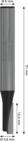 BOSCH PRO Nutfräser, einschneidig, Ø 4,8 x L 12,4, Schaft 6 mm BOSCH PRO Nutfräser, einschneidig, Ø 4,8 x L 12,4, Schaft 6 mm