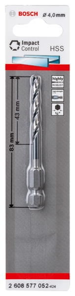BOSCH HSS Spiralbohrer mit Sechskantschaft 4,0 mm