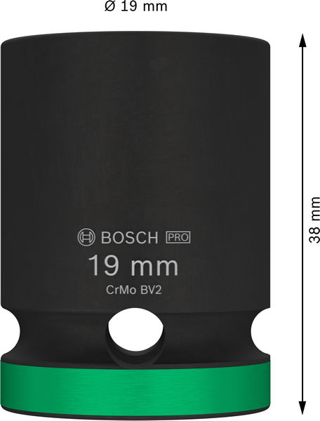 BOSCH PRO Impact Steckschlüsselsatz, 1/2", 19 mm, Standard
