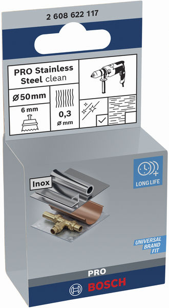 BOSCH PRO Stainless Steel clean Topfbürste, gerader Schaft, 50 x 0,3 mm