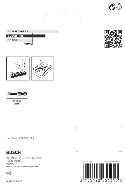BOSCH PRO Pozidriv Impact Bit, PZ2, 55 mm, 8-tlg.