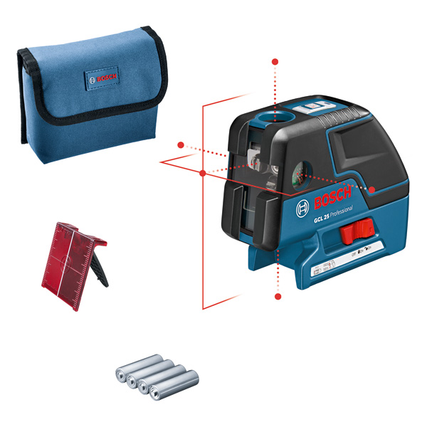 BOSCH Kombilaser GCL 25, 4 x 1,5 V-LR6-Batterie (AA)