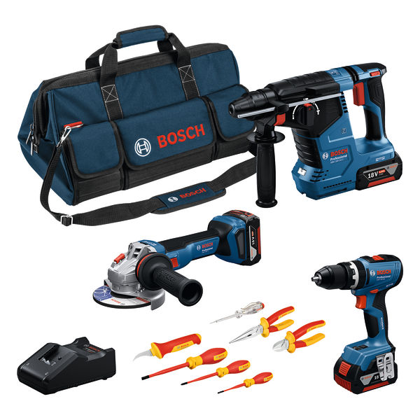 BOSCH Werkzeug-Set: GSB 18V-65 + GWS 18V-11 + GBH 18V-24 C + 3x GBA 5.0Ah , 3-tlg.