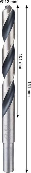 BOSCH Metal HSS Spiralbohrer, 12 x 101 x 151 mm, CYL Reduzierter Schaft BOSCH Metal HSS Spiralbohrer, 12 x 101 x 151 mm, CYL Reduzierter Schaft