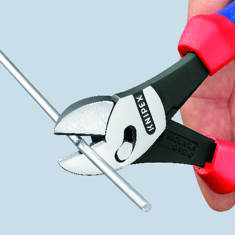 KNIPEX KNIPEX 73 72 180 F TwinForce® Hochleistungs-Seitenschneider mit Öffnungsfeder 180 mm schwarz atramentiert mit Mehrkomponenten-Hüllen poliert