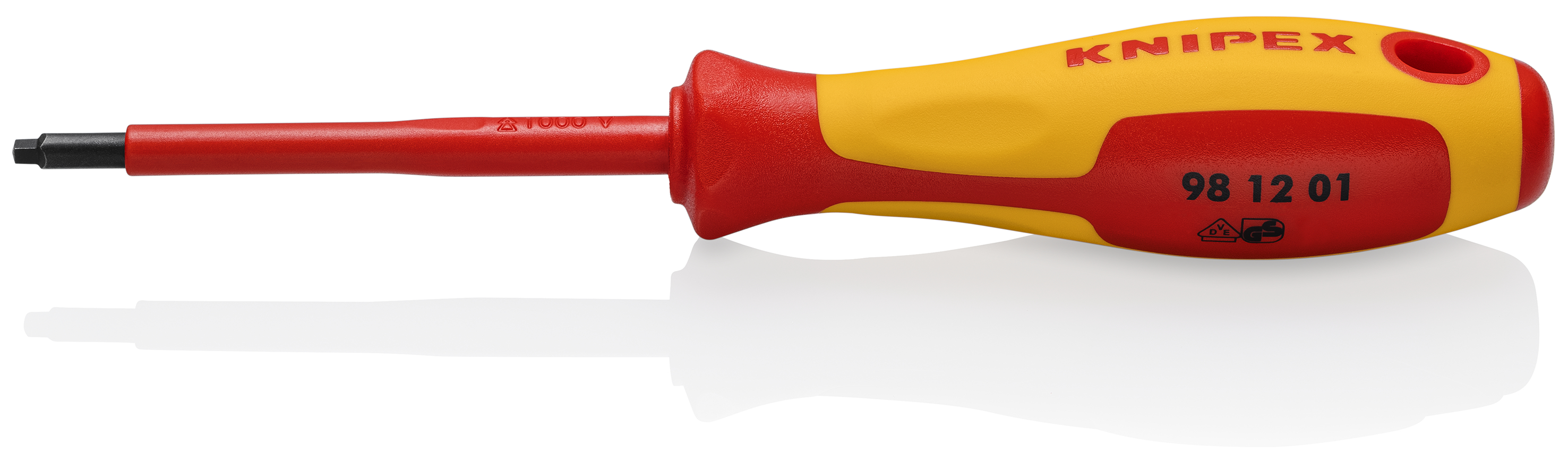 KNIPEX KNIPEX 98 12 01 Schraubendreher für Robertsonschrauben R1 185 mm brüniert isoliert mit Mehrkomponenten-Hüllen, VDE-geprüft