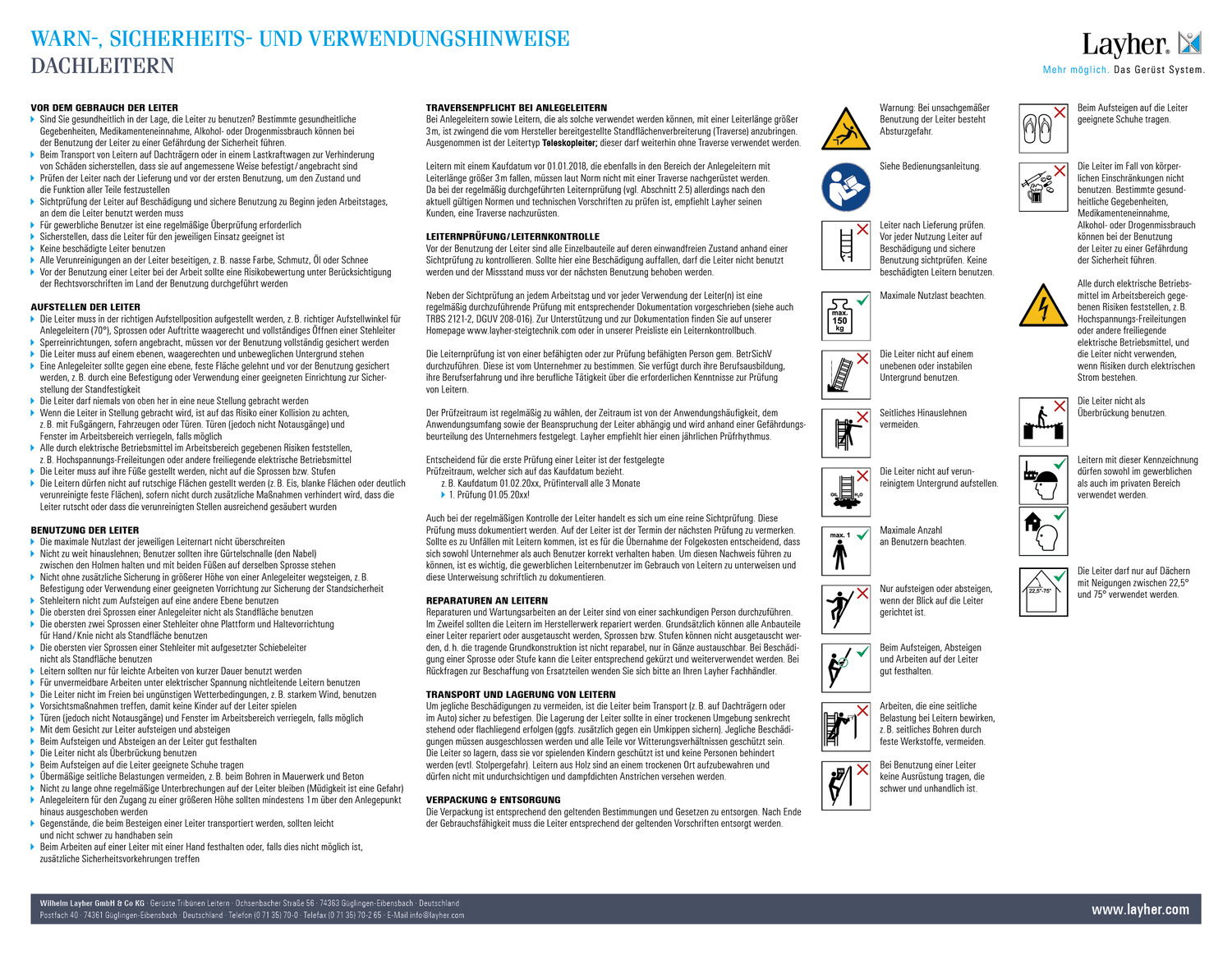 LAYHER Holzdachdeckerleiter 1046