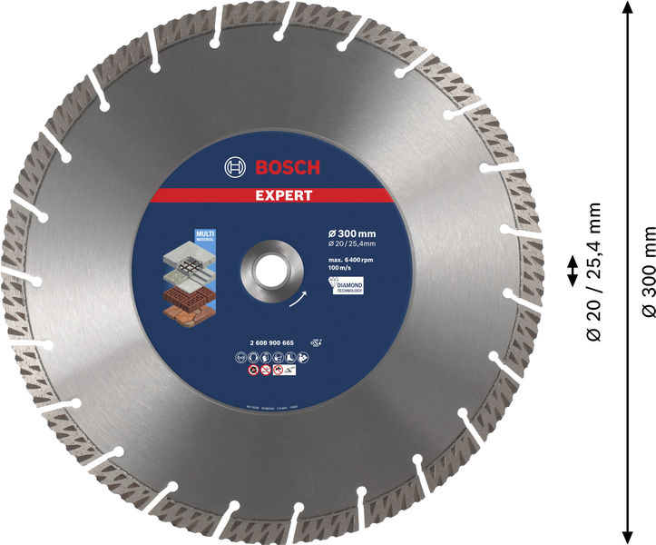 BOSCH EXPERT Multi Material Diamanttrennscheibe, 300x20/25,40 mm