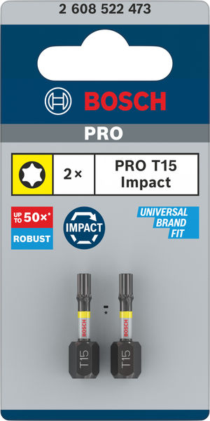 BOSCH PRO Torx Impact Bit, T15, 25 mm, 2-tlg. BOSCH PRO Torx Impact Bit, T15, 25 mm, 2-tlg.