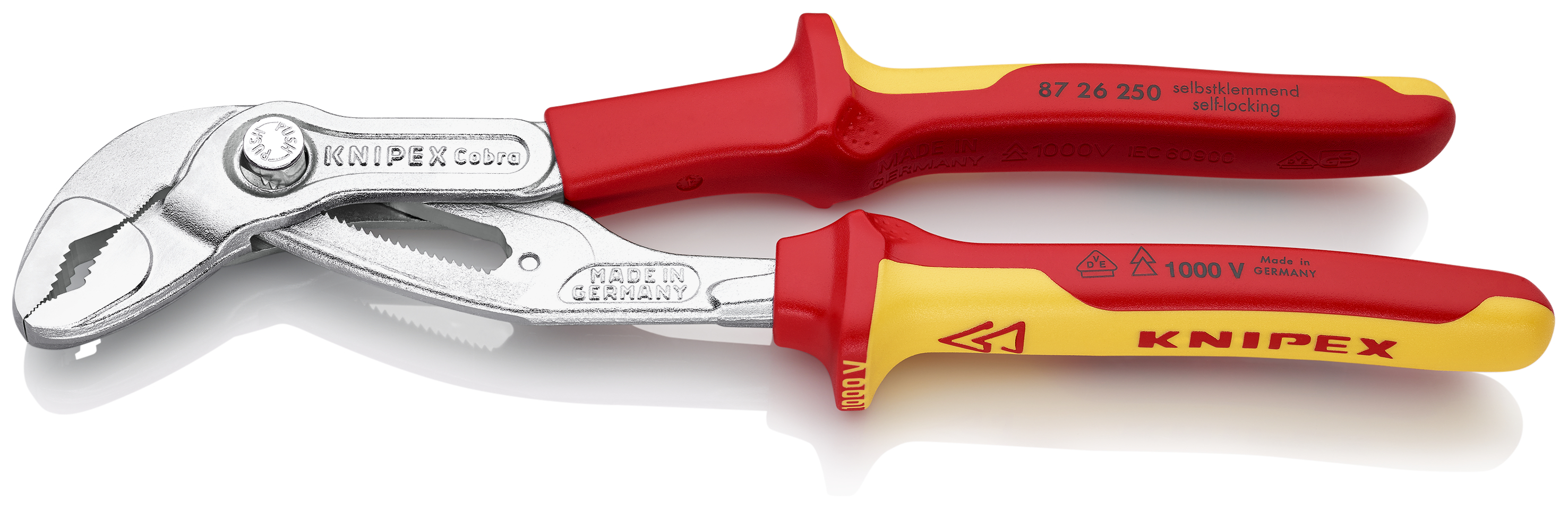 KNIPEX KNIPEX 87 26 250 Cobra® VDE Hightech-Wasserpumpenzange, isoliert 250 mm verchromt isoliert mit Mehrkomponenten-Hüllen, VDE-geprüft KNIPEX KNIPEX 87 26 250 Cobra® VDE Hightech-Wasserpumpenzange, isoliert 250 mm verchromt isoliert mit Mehrkomponenten-Hüllen, VDE-geprüft