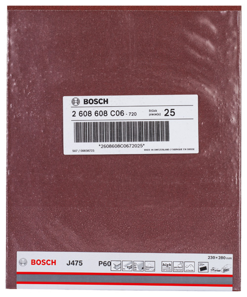 BOSCH Schleifblatt Papier J475, Best for Metal, 230 x 280 mm, 60, ungelocht, 1er-Pack BOSCH Schleifblatt Papier J475, Best for Metal, 230 x 280 mm, 60, ungelocht, 1er-Pack