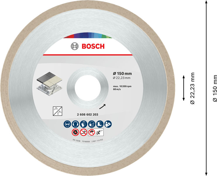 BOSCH Ceramic Trennscheibe, 150 x 7 mm, Bohrung 22,23 mm