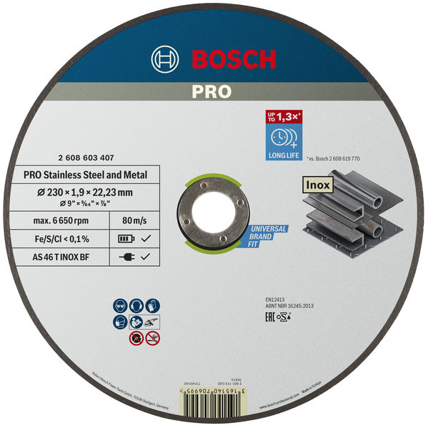 BOSCH PRO Stainless Steel and Metal Trennscheibe, 230 x 1.9 x 22.23 mm, gerade, oSa