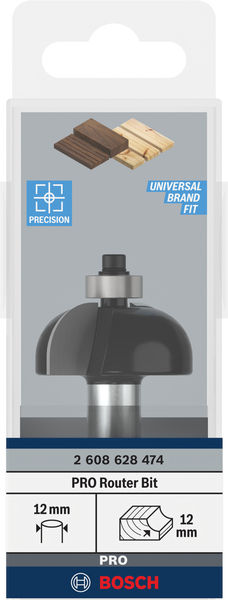 BOSCH PRO Hohlkehlfräser, R 12, Schaft 12 mm