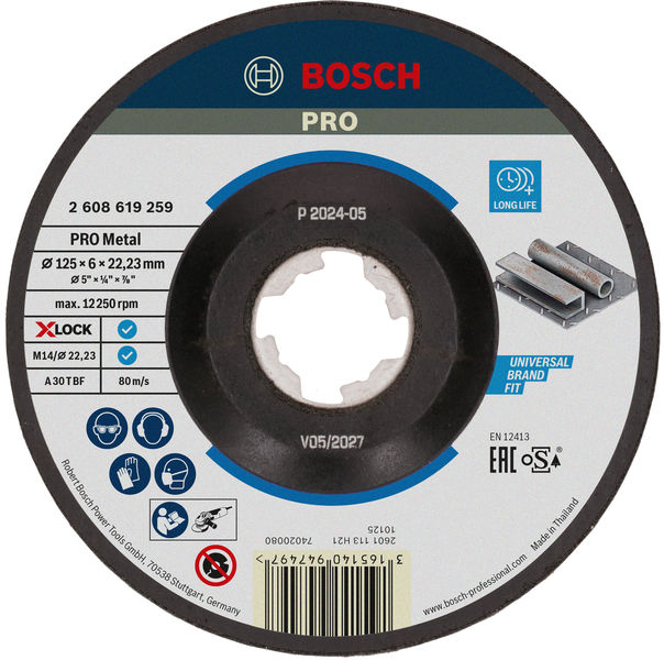 BOSCH X-LOCK Expert for Metal 125 x 6 x 22,23 Schruppscheibe gekröpft