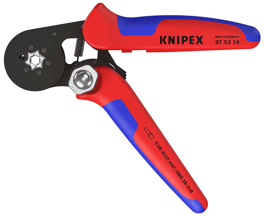 KNIPEX 97 53 14 SB Selbsteinstellende Crimpzange für Aderendhülsen mit Seiteneinführung 180 mm brüniert mit Mehrkomponenten-Hüllen