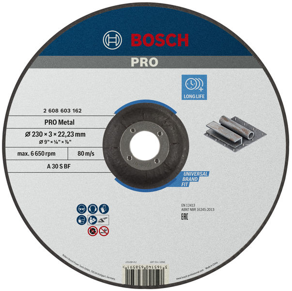 BOSCH PRO Metal Trennscheibe, 230 x 3 x 22.23 mm, gekröpft