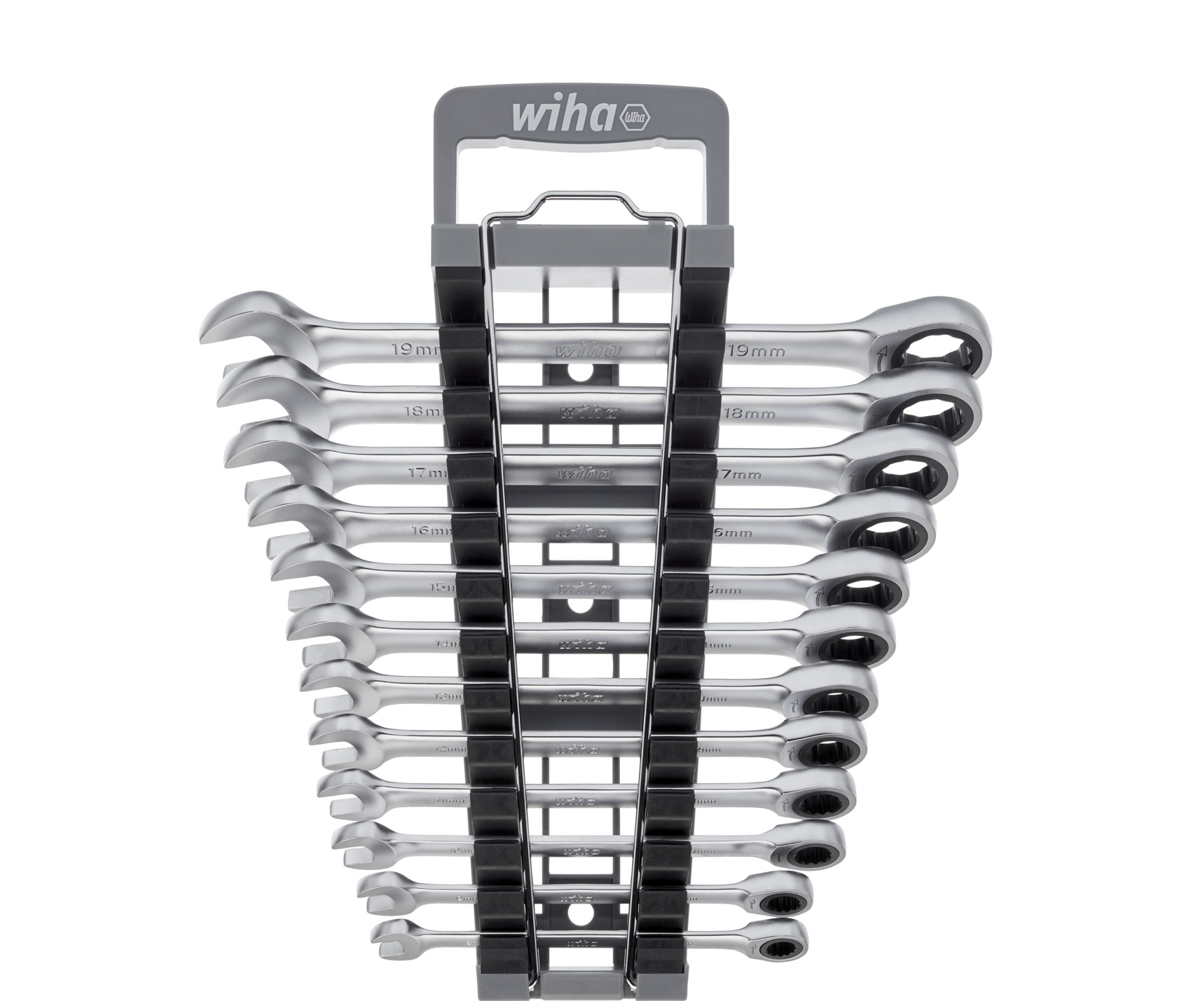 WIHA Ringratschen-Gabelschlüssel Set 12-tlg. in Halter