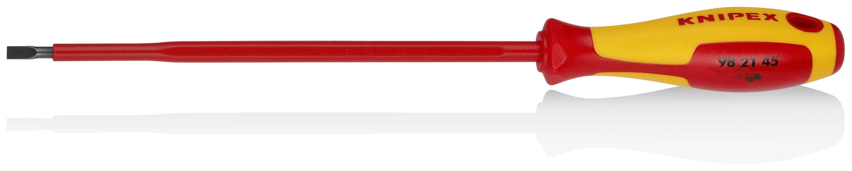 KNIPEX KNIPEX 98 21 45 Schraubendreher für Schlitzschrauben 287 mm brüniert isolierender Mehrkomponenten-Griff, VDE-geprüft