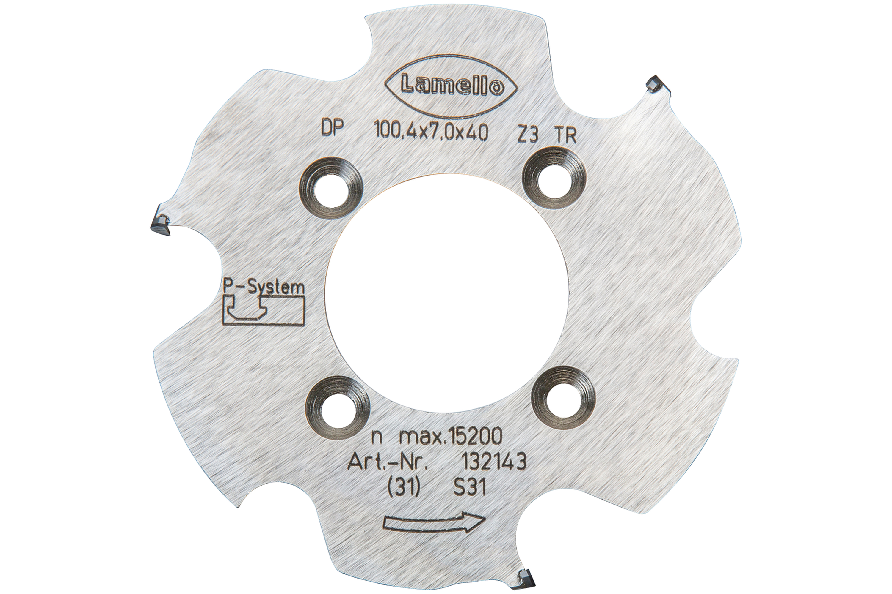 LAMELLO P-System Nutfräser CNC, DP, Ø100.4x7xØ40 mm, Z3, NL 4xØ5.5xØ52 mm LAMELLO P-System Nutfräser CNC, DP, Ø100.4x7xØ40 mm, Z3, NL 4xØ5.5xØ52 mm