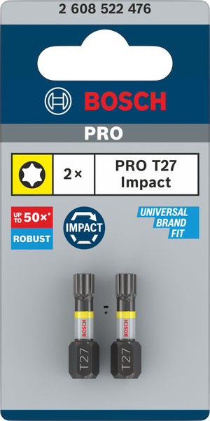 BOSCH PRO Torx Impact Bit, T27, 25 mm, 2-tlg.
