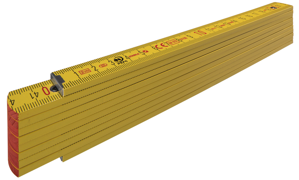 STABILA Zollstock Type 707, 2 m, gelb, metrische Skala, Winkelfunktion, Meterstab aus PEFC-zertifiziertem Holz, Polyamid-Gelenke STABILA Zollstock Type 707, 2 m, gelb, metrische Skala, Winkelfunktion, Meterstab aus PEFC-zertifiziertem Holz, Polyamid-Gelenke