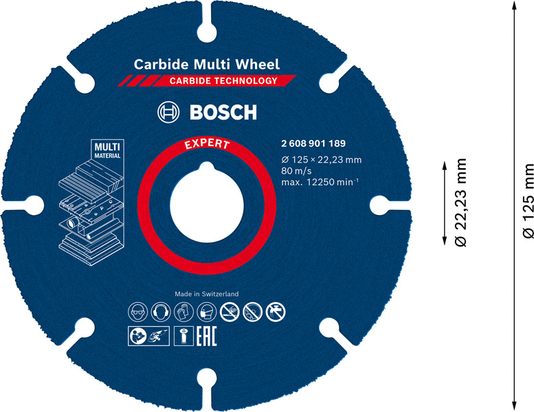 BOSCH EXPERT Carbide Multi Wheel Trennscheibe, 125 mm, 22,23 mm