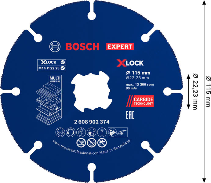 BOSCH EXPERT Multi Material Carbide-Trennscheibe, 115 x 22,23 mm, X-Lock, 10-tlg. BOSCH EXPERT Multi Material Carbide-Trennscheibe, 115 x 22,23 mm, X-Lock, 10-tlg.