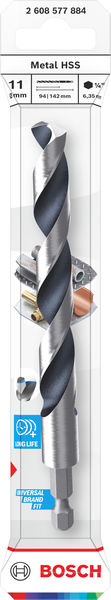 BOSCH Metal HSS Spiralbohrer, 11 x 94 x 142 mm, HEX 1/4“ Schaft BOSCH Metal HSS Spiralbohrer, 11 x 94 x 142 mm, HEX 1/4“ Schaft