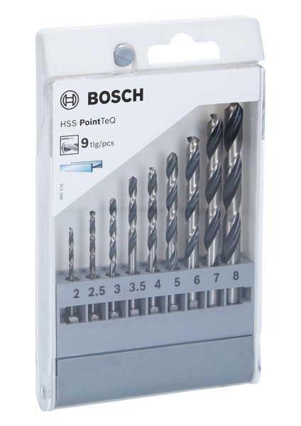 BOSCH HSS PointTeQ Sechskantbohrer-Set, 9-tlg., 2-8 mm BOSCH HSS PointTeQ Sechskantbohrer-Set, 9-tlg., 2-8 mm