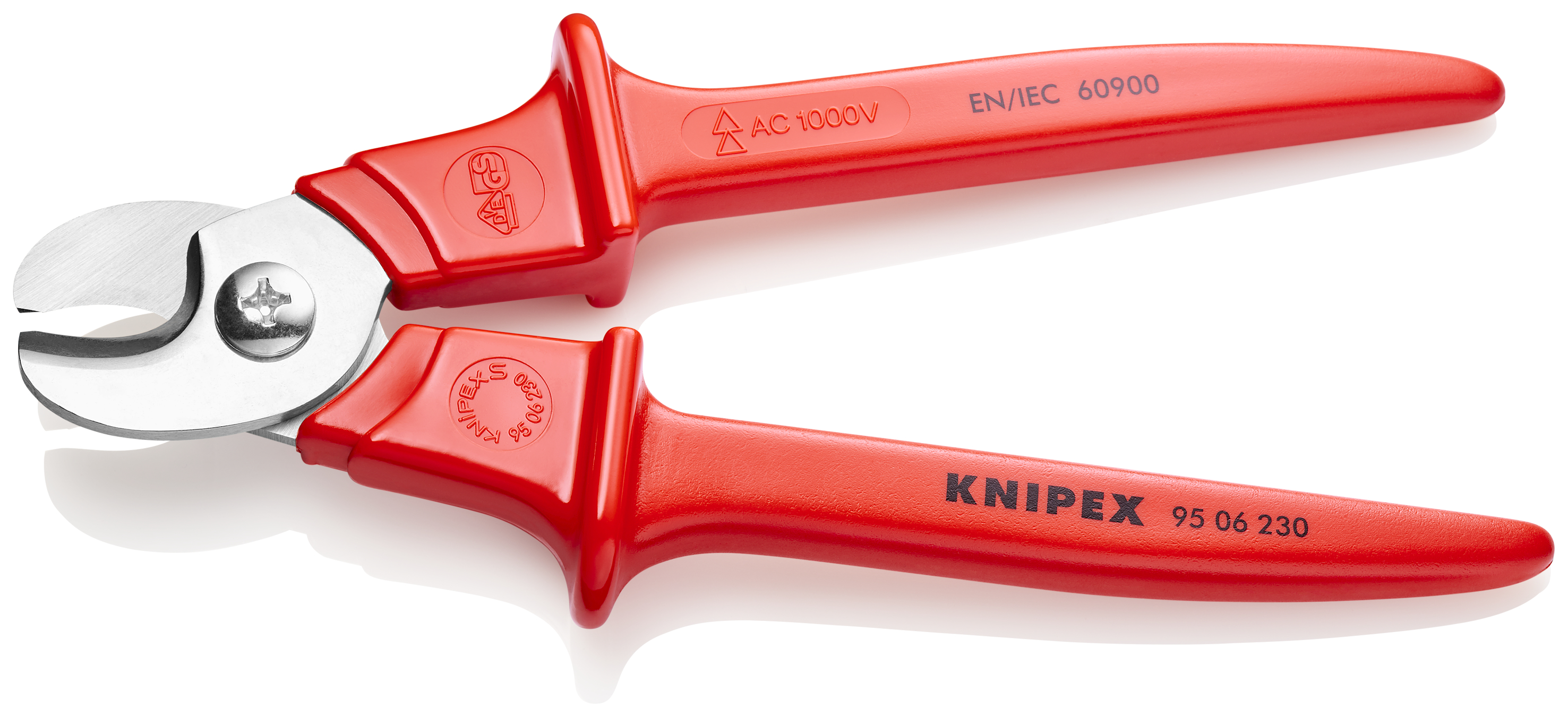 KNIPEX KNIPEX 95 06 230 Kabelschere Griffe mit Kunststoff umspritzt 230 mm isoliert, mit Kunststoff umspritzt, VDE-geprüft poliert