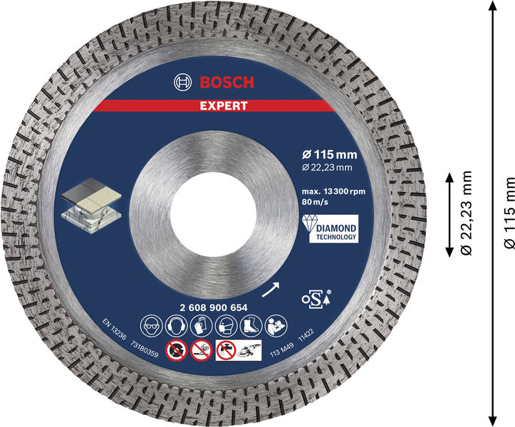 BOSCH EXPERT Hard Ceramic Diamanttrennscheibe, 115x22,23 mm BOSCH EXPERT Hard Ceramic Diamanttrennscheibe, 115x22,23 mm
