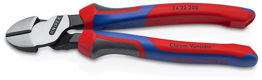 KNIPEX KNIPEX 74 22 200 Kraft-Seitenschneider 200 mm schwarz atramentiert mit Comfort-Griffen poliert