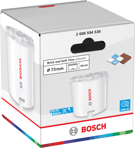 BOSCH Brick and Soft Tile Lochsäge mit Aufsteckhalter, 73 x 60 mm BOSCH Brick and Soft Tile Lochsäge mit Aufsteckhalter, 73 x 60 mm