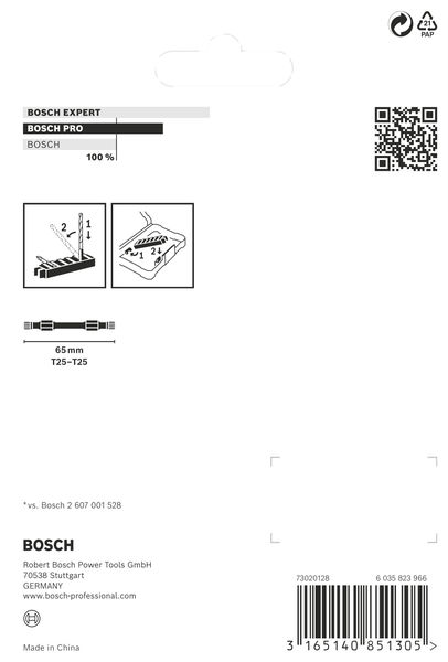 BOSCH PRO Impact Schrauberbit mit Doppelklingen und Pick and Click, T25, 65 mm, 8-tlg. BOSCH PRO Impact Schrauberbit mit Doppelklingen und Pick and Click, T25, 65 mm, 8-tlg.