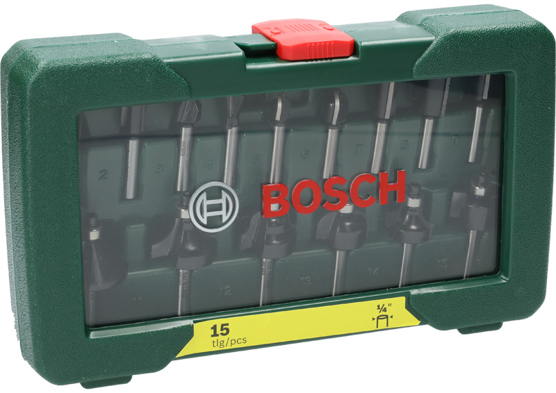 BOSCH 15-teiliges HM-Fräser-Set (1/4" mm Schaft) BOSCH 15-teiliges HM-Fräser-Set (1/4" mm Schaft)